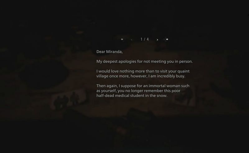 Part I of the letter (Image via CAPCOM, Resident Evil Village)