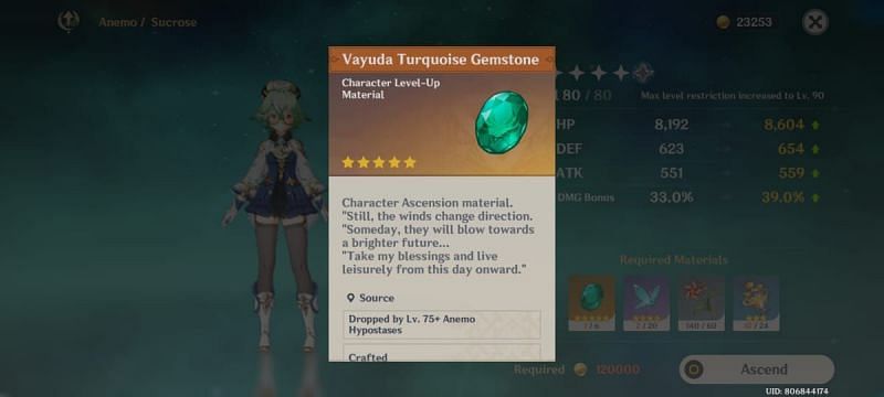 Vayuda elemental shards to ascend Kazuha after Genshin Impact 1.6 update