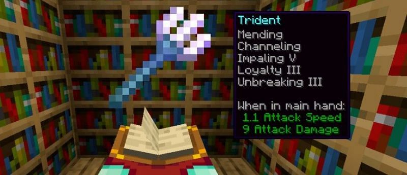 A trident with it&#039;s enchantments listed (via Codakid)