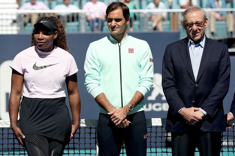 Serena Williams with Roger Federer at the 2019 Miami Open