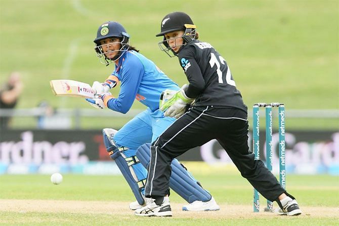 Smriti Mandhana in action against New Zealand