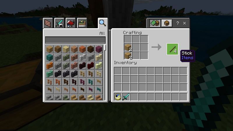 Getting sticks to place minecraft clock