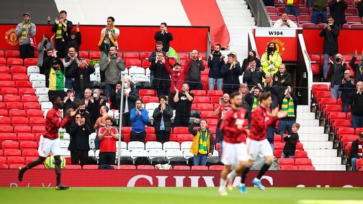 About 10,000 Manchester United supporters were allowed inside the stadium tonight