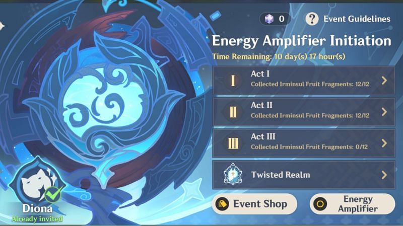 Energy Amplifier Initiation event in Genshin Impact