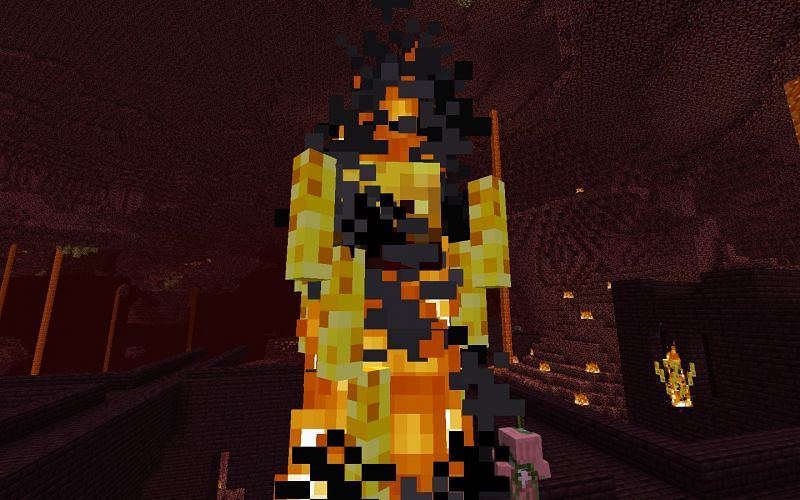 Download Intense Minecraft Blaze Battle in the Nether Wallpaper