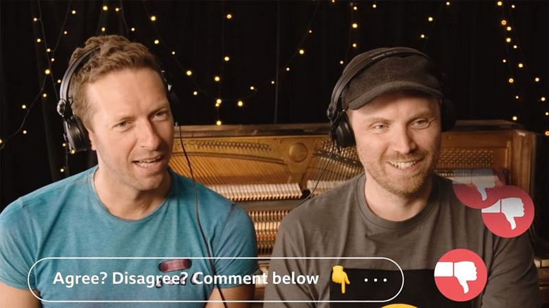 Chris Martin and Will Champion during the BBC Radio 1 podcast (Image via YouTube, BBC)