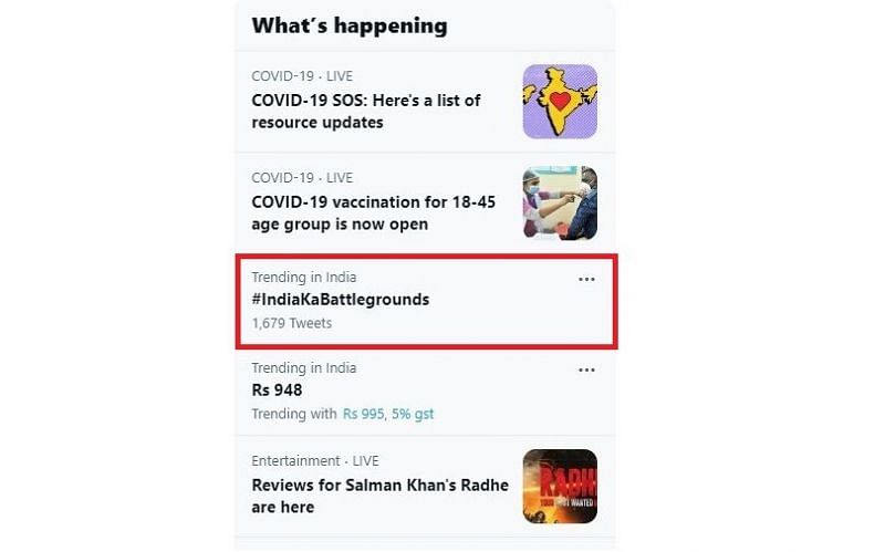 #IndiaKaBattlegrounds is trending on Twitter