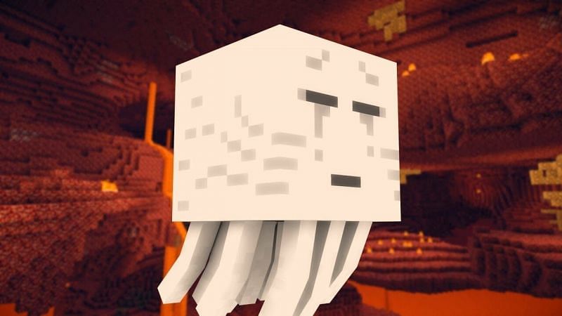Ghast floating in the Nether (Image via tnhonline)