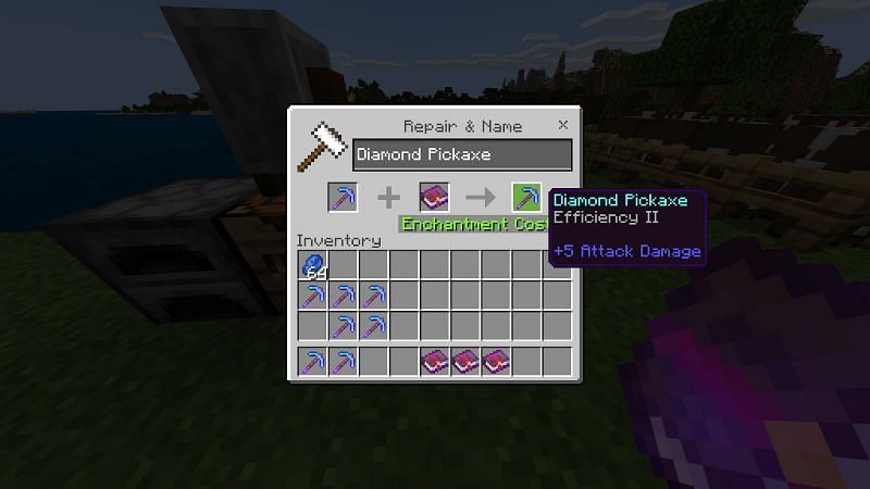 Enchantment using anvil in Minecraft