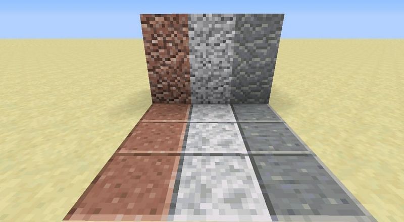 Polished and non-polished versions of Diorite, Andesite, and Granite (Image via Twitter)