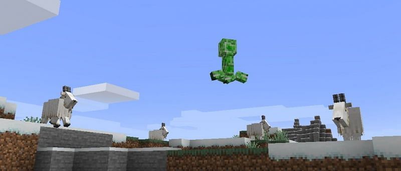 Goats knocking a creeper (Image via Mojang)