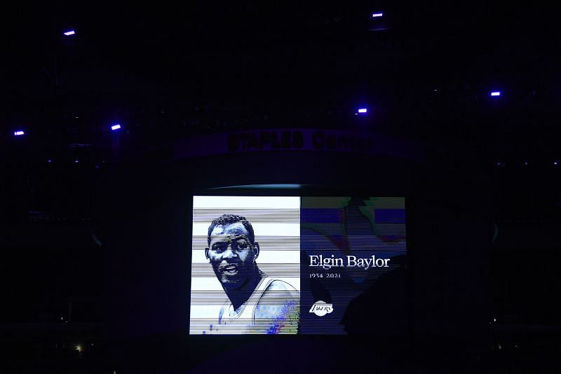 A moment of silence in honor of Elgin Baylor at Staples Center