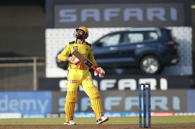 CSK&#039;s Ravindra Jadeja during Match 19 of IPL 2021 against RCB. Pic: IPLT20.COM