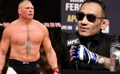 Brock Lesnar (left); Tony Ferguson (right)