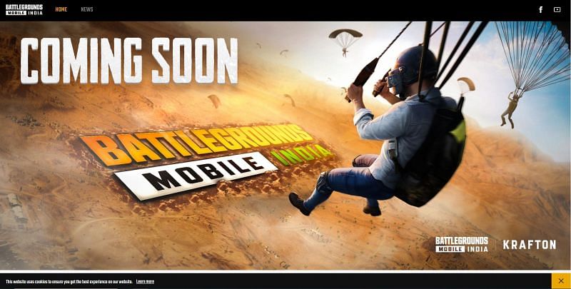 Battlegrounds Mobile India&#039;s website