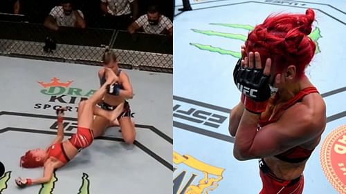 Randa Markos cries after losing due to disqualification against Luana Pinheiro