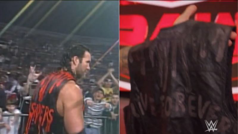 Scott Hall&#039;s &quot;Outsiders&quot; jacket (left); Damian Priest&#039;s &quot;Live Forever&quot; jacket (right)