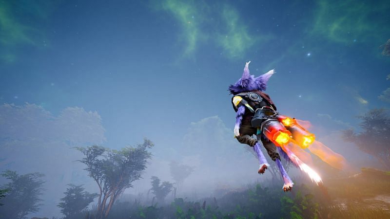 Hope that jetpack&#039;s fuel is ecofriendly (Image via THQ Nordic, Biomutant)
