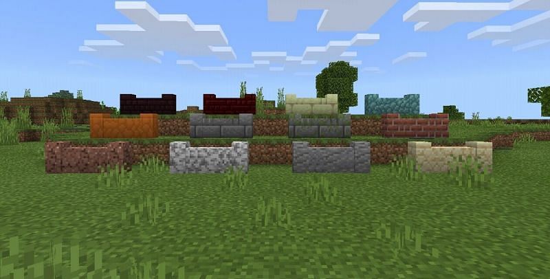 Different walls (Image via Minecraft Wiki)