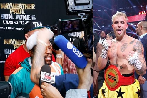 Jake Paul (Right) taunts Floyd Mayweather (Left) yet again.