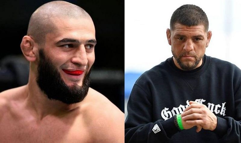 Khamzat Chimaev (left); Nick Diaz (right)