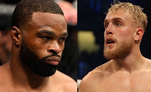 Tyron Woodley (left) and Jake Paul (right)