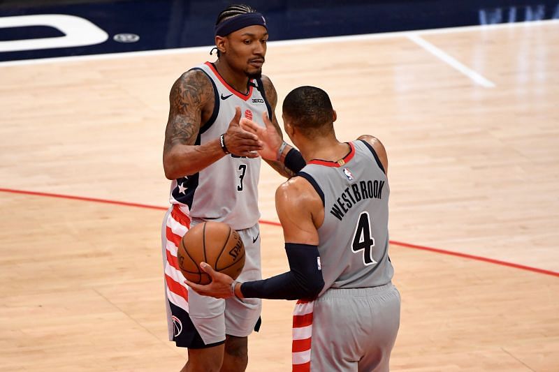 Bradley Beal #3 and Russell Westbrook #4 of the Washington Wizards