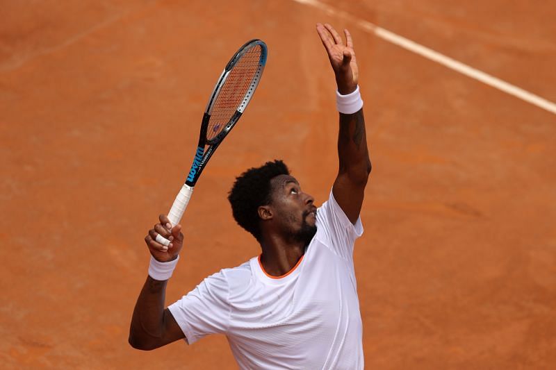 Gael Monfils serves