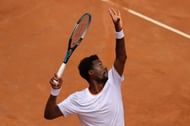 Gael Monfils serves