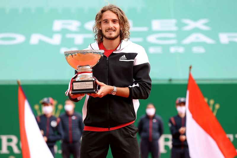 Stefanos Tsitsipas with the 2021 Monte-Carlo Masters trophy