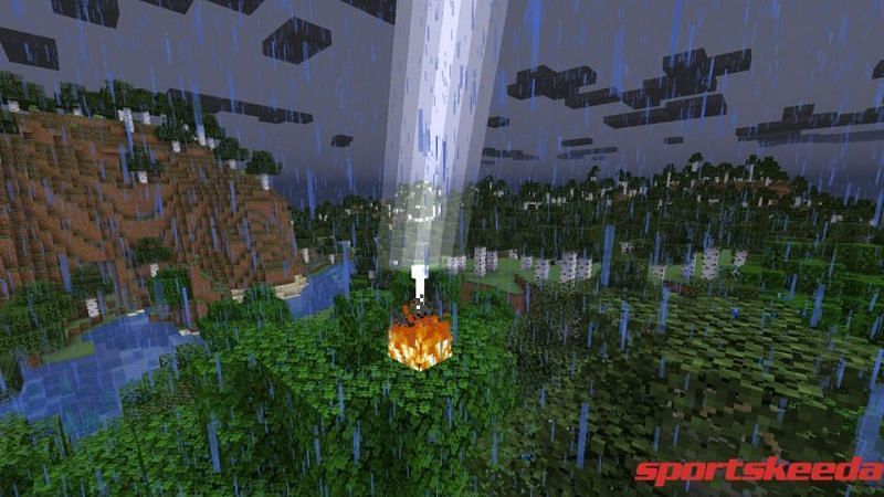 A white-hot lightning rod in Minecraft