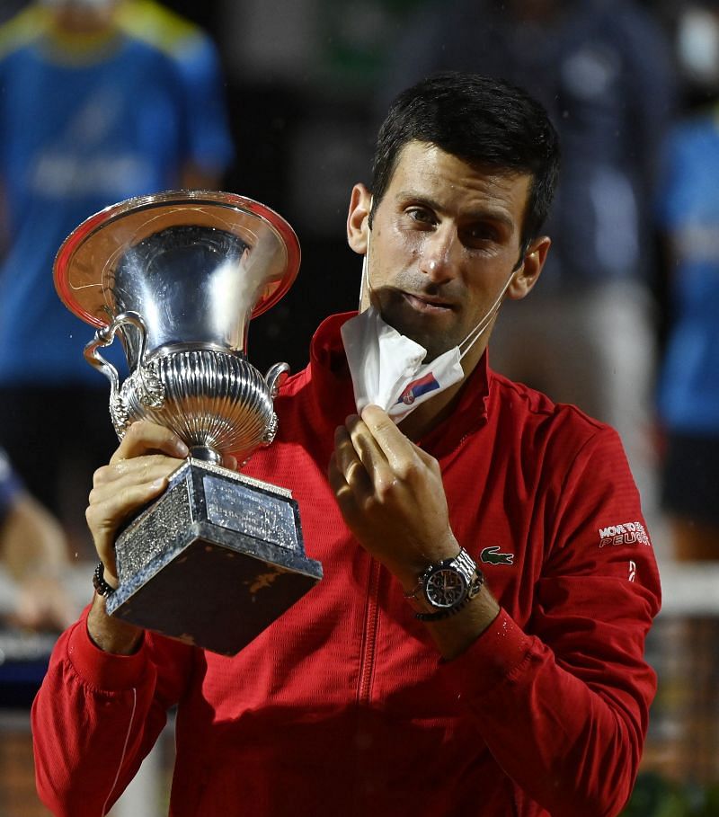 Novak Djokovic with the 2020 Italian Open trophy