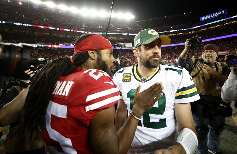 Richard Sherman and Aaron Rodgers