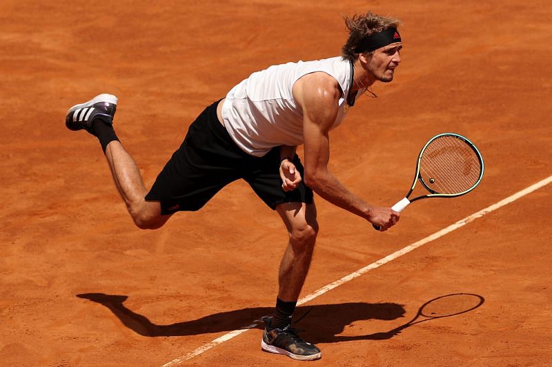 Alexander Zverev serves in Rome