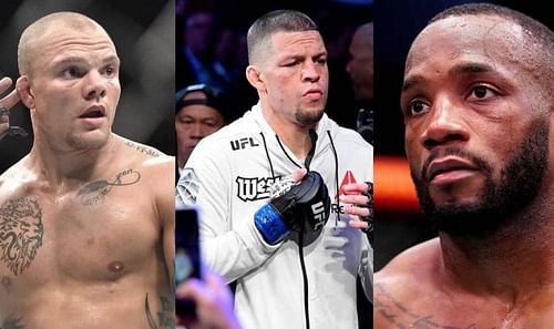 Anthony Smith (left); Nate Diaz (center); Leon Edwards (right)