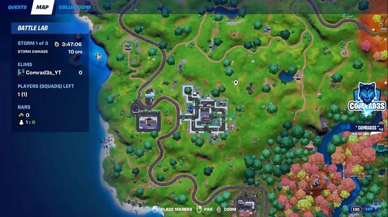 Fortnite Week 8 Collect research books from Holly Hedges and Pleasant Park - location 2 (Image via Comrad3s YouTube)