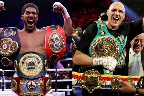 Anthony Joshua (L) and Tyson Fury