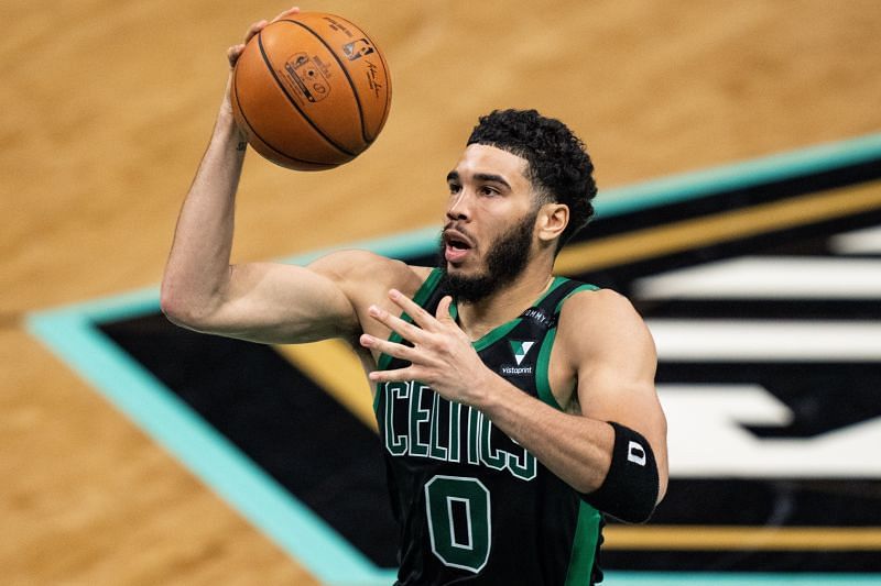 Jayson Tatum #0 of the Boston Celtics will face off against Rui Hachimura of the Washington Wizards