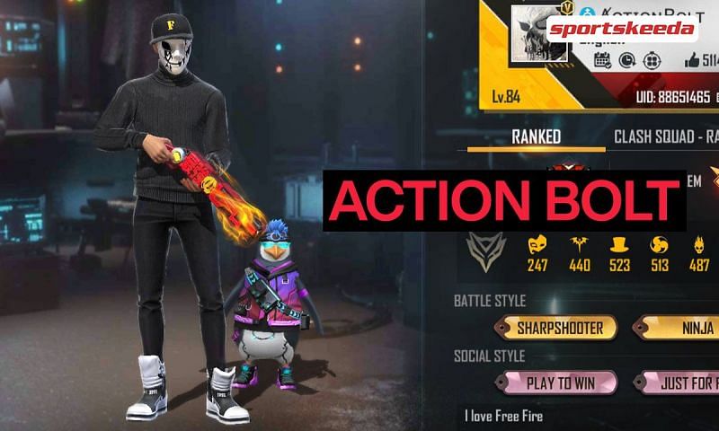 Action Bolt&rsquo;s Free Fire ID is 88651465