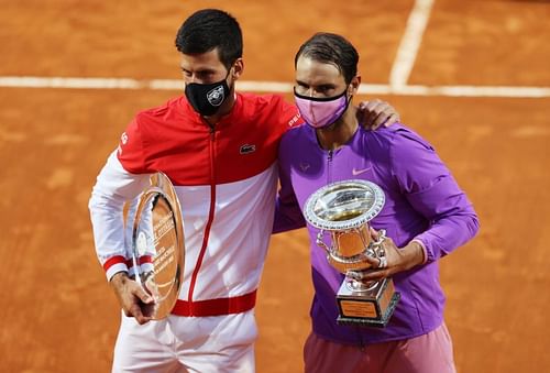 Novak Djokovic (L) and Rafael Nadal