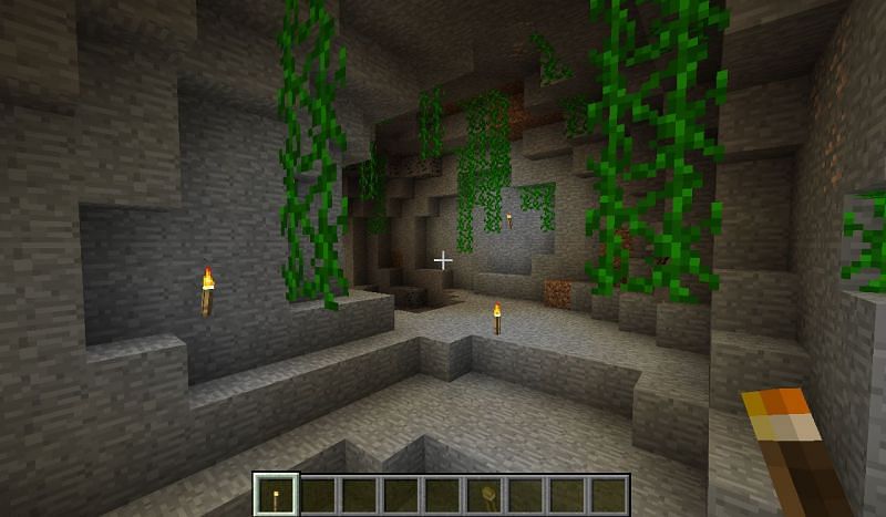 Torches in caves (Image via azminecraft)