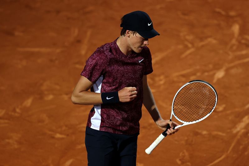 Jannik Sinner during his match against Rafael Nadal