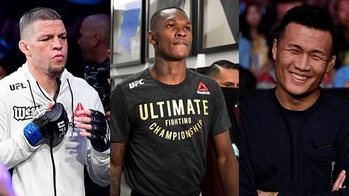 Nate Diaz (left), Israel Adesanya (middle) and Chan Sung Jung (right)