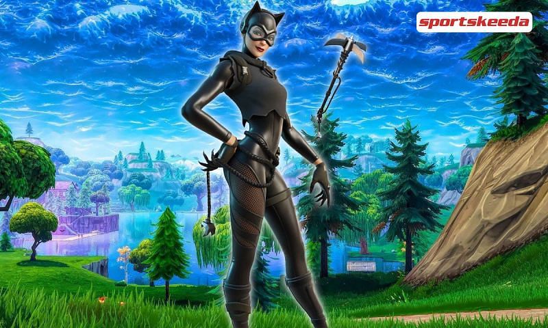 The Catwoman&#039;s Grappling Claw pickaxe in Fortnite (Image via Sportskeeda)
