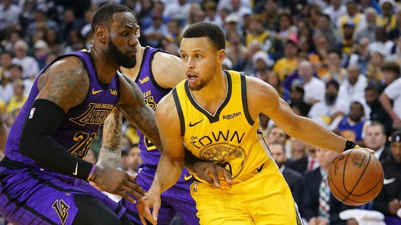 Golden State Warriors&#039; Stephen Curry and LA Lakers&#039; LeBron James going head-to-head