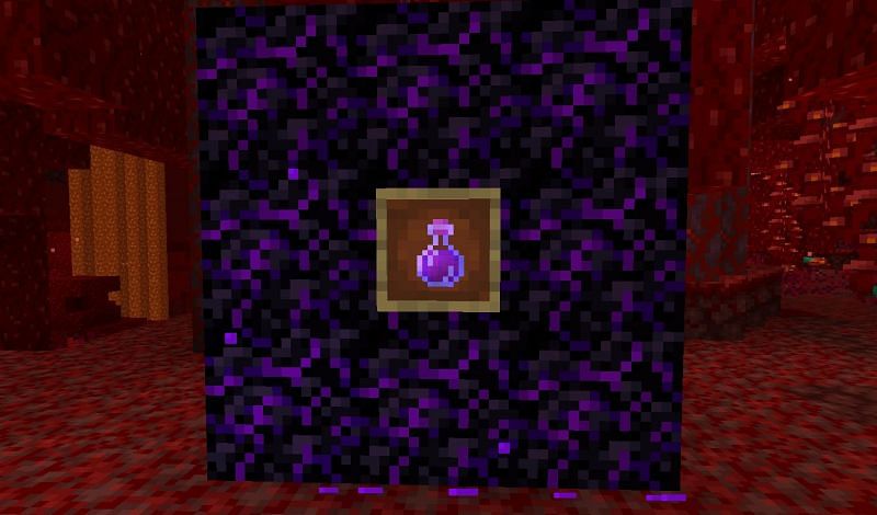 An Item Frame containing a Potion of Strength (Image via Minecraft)