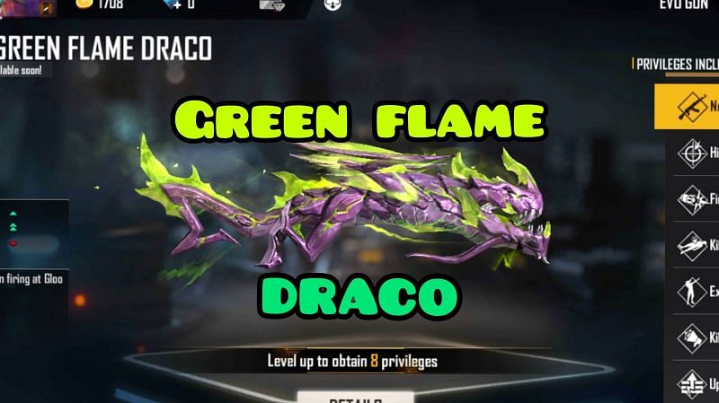 The Green Flame Draco skin in Free Fire can be upgraded to seven levels