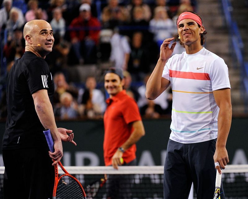 (From L to R) Andre Agassi, Roger Federer and Rafael Nadal