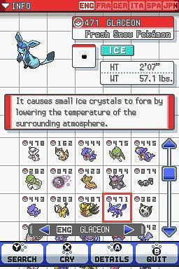 Glaceon  Pokédex