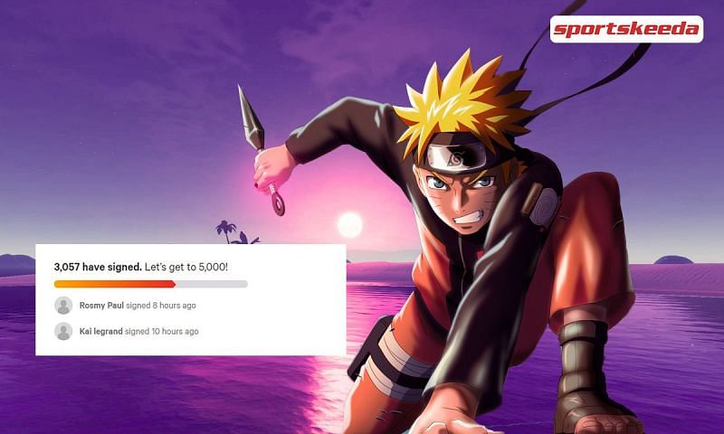 Around 3000 fans have already signed the petition to make the Naruto Fortnite skin a reality. Image via Sportskeeda